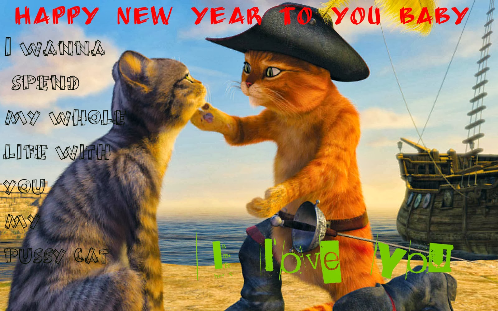 Cute Couple Happy New Year 2015 Funny HD Wallpapers Free Download